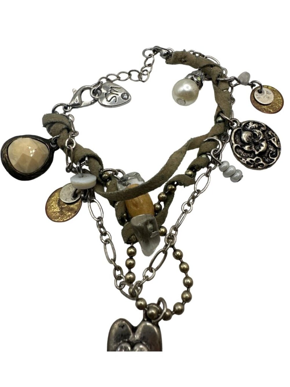 Eclectic Charm Bracelet Sandra Magsamen SM Assemblage Jewelry Trendy Layered - Picture 4 of 7